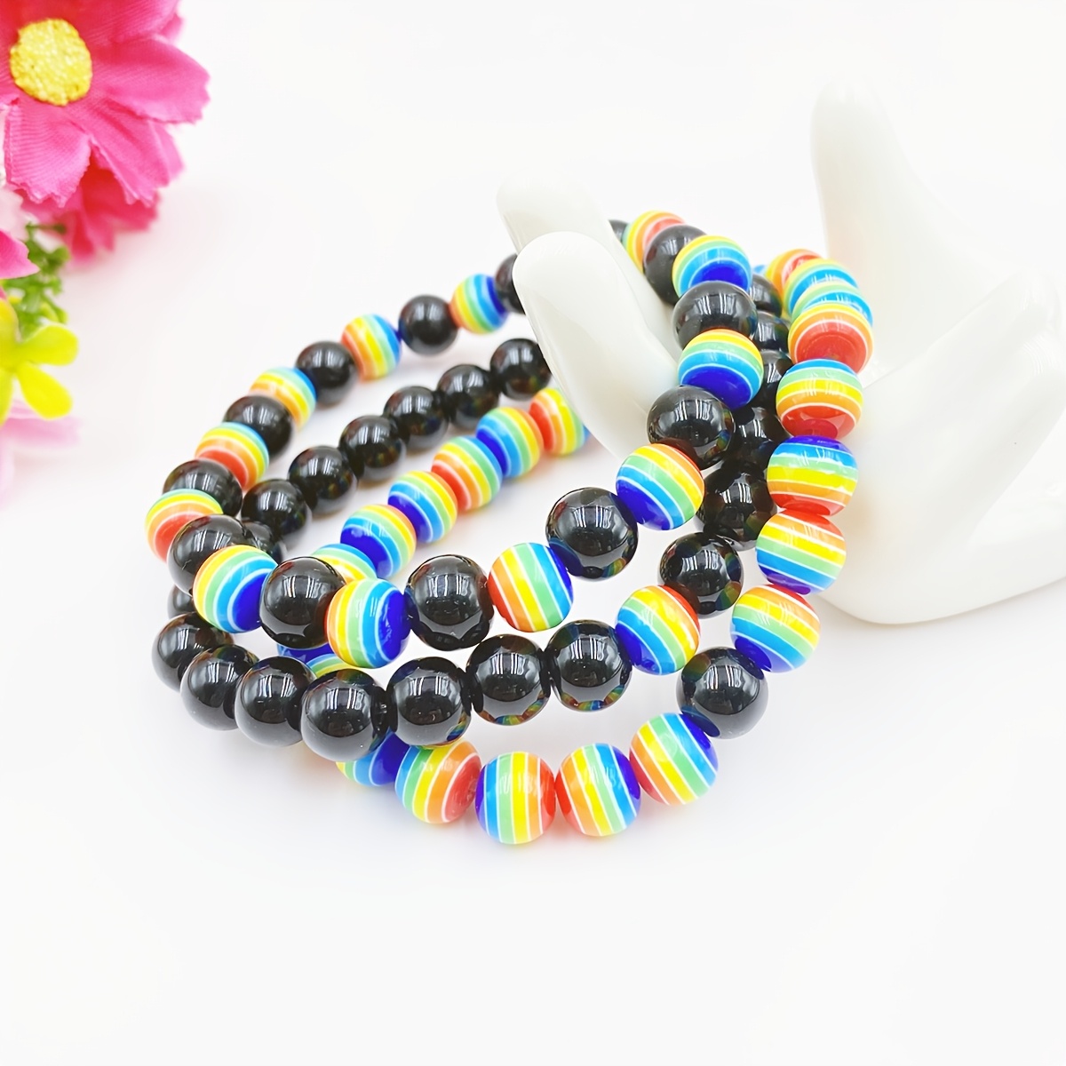 Rainbow Beads Fashionable Bracelets Pride Month Couple Bracelets